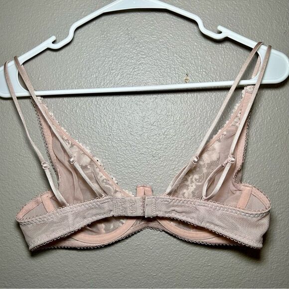 Free People Intimately neutral pink floral embroidered underwire bra size 36B - Picture 4 of 7